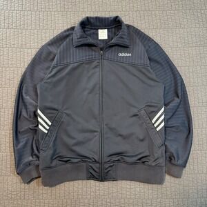 Vtg Y2K Adidas Jacket Men's Small Blue Track Warmup Sportswear Full Zip Stripes‎